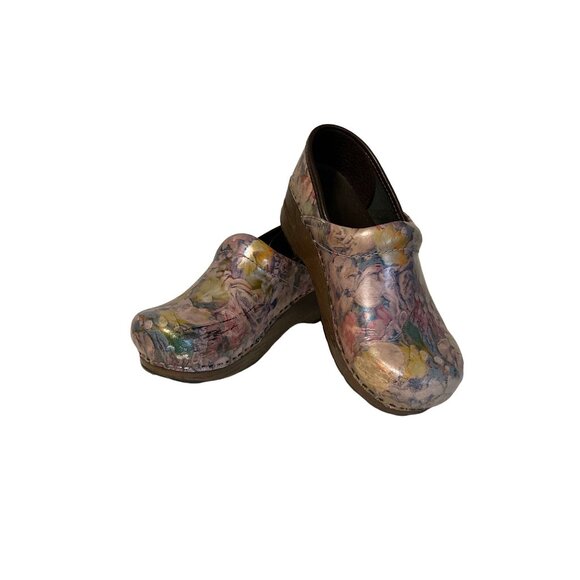 Dansko Floral Clogs Women Size 4 Multicolor Preloved Comfort Shoes - Picture 1 of 10